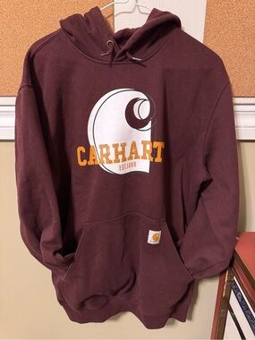 Carhartt Men's Maroon Graphic Logo Hoodie